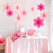1 Set (9 pezzi) Ventagli di carta a forma di fiori di colore macaron, adatti per feste di compleanno, addii al nubilato, matrimoni di San Valentino, scene di proposta, decorazioni accoglienti, decorazioni per soffitti di aule, ventagli di carta a forma di fiori - multicolore - Visualizzare 12
