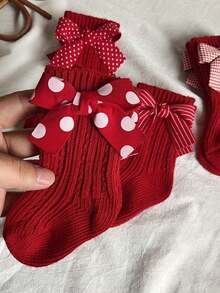 1 par de calcetines con volantes y flores para niñas, calcetines suaves de estilo princesa para bebés e infantes - Multicolor - Ver 3