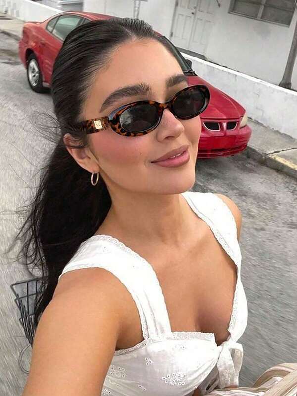 1 Pair Fashionable Oval Leopard Print Small Frame Glasses, Versatile Casual, Exquisite Elegant, Suitable For Family Outings, Travel, Beach, Music Festivals And Other Daily Wear Accessories