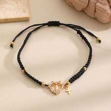 Vòng tay dệt hình Đức Mẹ Maria bán sỉ, vòng tay thời trang đa năng mặt dây chuyền hình trái tim và thánh giá có thể điều chỉnh kích thước dành cho nữ. - 04 KC Gold G-455 - Xem 10