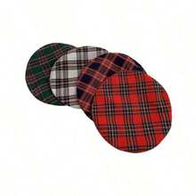 Classic British Style Red Plaid Beret Women's Red/Green Plaid Beret With Black Leather Trim, Spring And Summer All-Match Retro Painter Hat Beret Hat Vintage Style French Beret For Fashion Beret For Casual Outfits, Travel, Daily Use - 紅色 - 查看 5