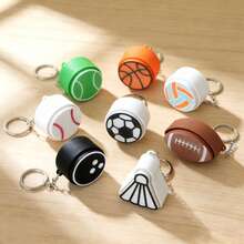 1pc 3D Printed Stress Relief Keychain, Shaped Like A Sports Ball, Creative Press-Type Pendant, Suitable For Club Souvenirs, Mini Sports Ball PLA Keychain - Multicolor - View 2