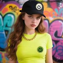 [4/9/15pcs Joyful Face Embroidered Patches] Joyful Face Chenille Embroidered Patches, Self-Adhesive Appliques For DIY Clothing And Accessories - Multicolor - View 5