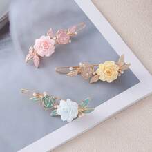 1pc, Fresh Wind Flower Hair Clip, Women's Sweet Flower Hair Clip, Alloy Material, Versatile Holiday Accessories - Multicolor - View 1