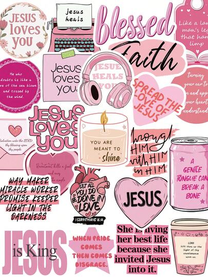 50pcs Pink Stickers Decoration For Scrapbooking, Diary, Planner, Luggage, Notebook, Phone Case, Guitar, Skateboard, Refrigerator Scrapbook Supplies Stationery Funny Stickers Kindle