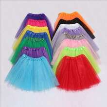 1 Peça Saia Tutu com Forro de Tule, Saia Bufante de Princesa, Saia de Tule para Cosplay, Festa de Aniversário, Interpretação de Papéis, Halloween, Carnaval, Tutu de Balé, Saia de Tule Branco para Meninas - Multicolorido - Visão 1