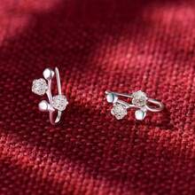 1对，梅花金属耳环，独特设计，适合日常佩戴，节日礼物 - 彩色 - 查看 5