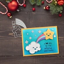 创意彩虹星形模具，DIY剪贴簿相册和压花模板，贺卡制作工具，卡片纸切割工艺品，礼品卡制作模板模切。 - 銀色 - 查看 5