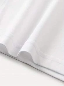 Camiseta de manga corta con cuello redondo y estampado de letras hawaianas - Blanco - Ver 4