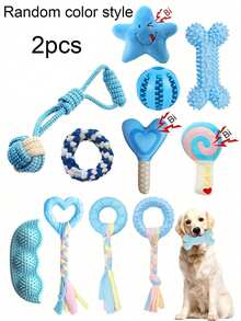 Puppy Teething Toys - Puppy Teething Toys, New Puppy Teething Rings And Durable Ropes, Small Dog Blue Rubber Toy Set, Cute Interactive Ball For Small Dogs - Multicolor - View 8