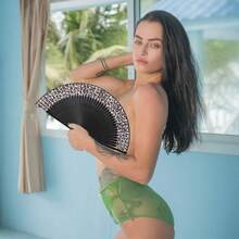 1pc Elegant Leopard Print Bamboo Folding Fan With Black Frame, Fashion Princess Theme, Lightweight Portable Hand Fan For Ladies, Suitable For Summer Travel, Beach And Daily Use - Multicolor - View 11