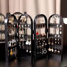 Folding Earrings Studs Display Rack Necklace Jewelry Shelf Stand Holder Panels Screen Organizer Storage Box - Multicolor - View 5