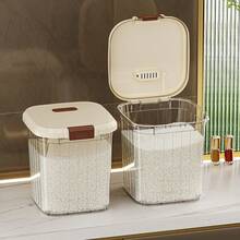 Recipiente hermético de gran capacidad para almacenar alimento de mascotas (sin ruedas) | Tapa abatible, transparente, a prueba de humedad y de insectos, adecuado para alimento de mascotas en el hogar - Multicolor - Ver 7