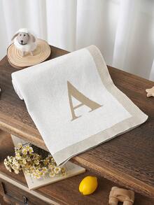 1pc 26 Letter Knitted Baby Blanket, Minimalist Casual Infant Throw Blanket, Suitable For All Seasons - Off-white - View 6