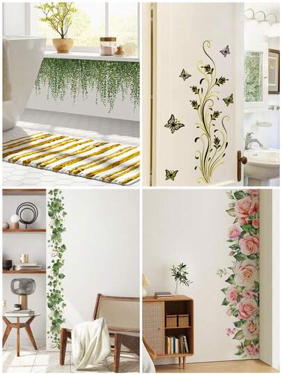 1PC/4PCS- Wallpaper -[A Cluster Of Vine Flowers]Decorations Home Office Self-Adhesive Wallpaper Removable Wall Stickers For Wall, Living Room Decor, Bathroom Window Toilet Stickers –Wall Decor For Dining Room Kitchen Wall Art Bedroom Decor