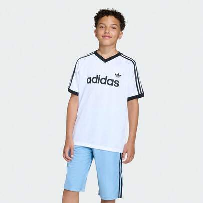 Adidas Originals Youth LO TEE Short Sleeve T-Shirt, Knitted Collarless Short TKE2841
