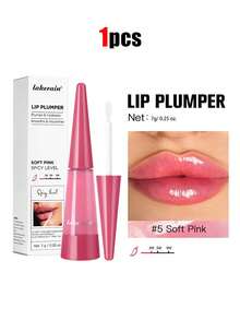 Lakerain丰唇蜜,蕴含辣椒提取物,瞬间抚平唇纹,丰盈双唇,超保湿滋养唇彩,唇部精华,唇油,亮泽唇釉,微针效果,如玻璃般水润的唇部气垫——冬季必备,Y2K时尚单品,完美生日/派对礼物,勾勒唇形的最佳颜色,丰盈玫瑰红和透明唇油。情人节礼物 - 深粉紅色 - 查看 13