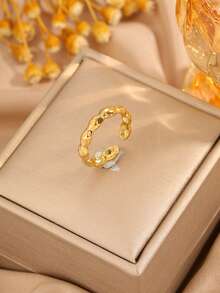 Camhanno 1枚创新型不锈钢开口戒指，适合作为送给女朋友的礼物 - 款式1 - 查看 2