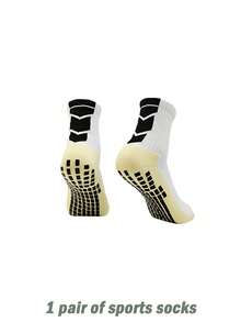 男士足球/运动袜，中筒长度，防滑点状毛巾底，透气，适合跑步、篮球、训练、运动，速干 - 彩色 - 查看 13