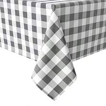 Hiasan - Mantel rectangular a cuadros resistente a las manchas impermeable y resistente a las arrugas lavable para comedor 70 x 140 pulgadas patrón de cuadros gris y blanco - Gris y blanco - Ver 7