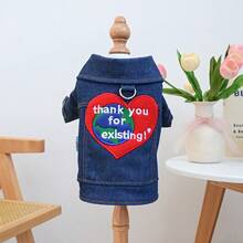 1pc Pet Clothes, Dog/Cat Outfit, Washable, Cute Happy Dog Jacket - Grateful Earth Jacket - Blue - View 14