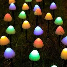 完美節日禮物 太陽能花園蘑菇燈 20 LED 迷你太陽能地插路徑燈 8 種照明模式 高品質戶外景觀裝飾 暖白色/彩色 可愛逼真蘑菇燈 適用於露台草坪復活節假期派對 - 彩色光 - 查看 3