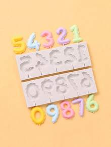1套DIY数字翻糖蛋糕装饰硅胶模具棒棒糖巧克力烘焙工具树脂粘土手工礼品制作模具 - 查看 5
