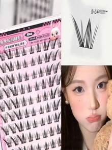 Single Cluster Glue-Free False Eyelashes, Natural Look, Delicate Criss-Cross, Soft & Lightweight - View 1