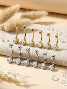 1pc G23 Titanium Alloy Belly Button Rings Cubic Zirconia Belly Rings Piercing,14G Internally Threaded Belly Piercing Ring Short Belly Navel Rings Navel Piercing Jewelry 6/8/10/12/14/16mm - Belly ring - View 1