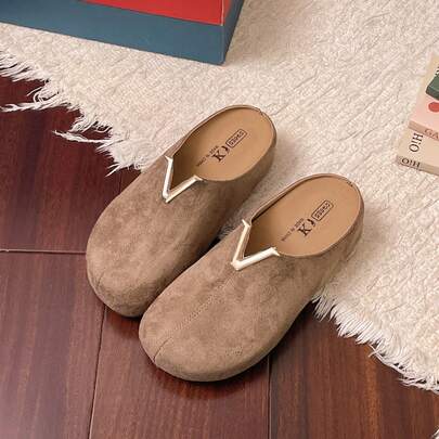 2026 Nuevas sandalias de plataforma de estilo francés con suela gruesa para mujer, sandalias de moda versátiles tipo slip-on con vestido, elegantes zuecos de plataforma