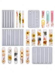 1pc DIY Crystal Epoxy Resin Bookmark Mold, Rectangular, Oval, Triangle, Tassel And Heart Shaped Silicone Mold - White - View 1
