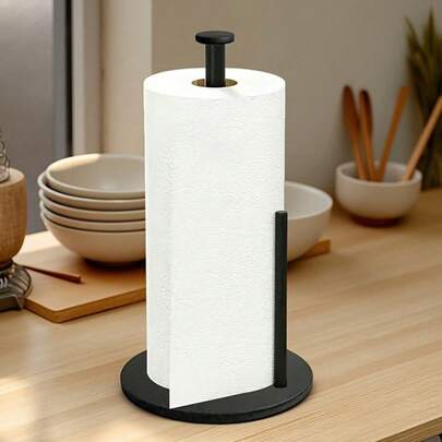 1pc Silver Kitchen Paper Towel Holder, Countertop Tissue Dispenser, Stainless Steel Paper Towel Rack With Weighted Base, Durable Countertop Storage Rack, Space-Saving Paper Towel Holder, Wall-Mounted Storage, Modern Kitchen Accessory, Durable Kitchen Supplies, Wall-Mounted Dispenser, Kitchen Storage Accessory