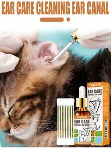 50ml Pet Ear Cleaner With Cotton Swabs - Cat And Dog Ear Wax Removal Cleaning Ear Drops For Clearing Ear Canals And Eliminating Odor - Multicolor - View 4