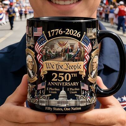 1pc/5pcs 11oz Ceramic Coffee Mugs, Commemorating The 250th Anniversary Of American Independence. Suitable For Patriots, History Collectors And Holiday Celebrations. Suitable For Daily Use, Commemorative Collection And Patriotic Themed Gifts. Also Suitable For Anniversaries, Birthdays, Christmas And Home Decor. Suitable For Home And Kitchen Use.