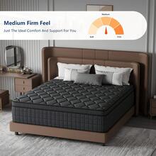 10"12"14" Queen Mattres Twin Full Queen King Size Bed Mattress In A Box, Hybrid Pocket Spring Breathable Cotton Layer Mattress For Motion Isolation & Silent Sleep, Lumbar Support & Pressure Relief, Medium Firm - màu đen - Xem 2