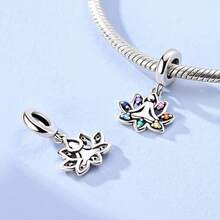 1Pc Silver Plated Lotus Collection Colored Spiritual Lotus Yoga Pendant Suitable For Bracelet Necklace Diy Jewelry Making Beads Charm Jewellery Unique Gift For Friend Family - Silver - View 3