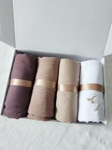 Bộ khăn trùm đầu xếp ly màu trơn dành cho nữ, chất liệu jersey, thoải mái, nhẹ, thoáng khí, chống nắng, chống trượt, nhiều màu sắc phối hợp, thích hợp làm quà tặng ngày lễ và sử dụng hàng ngày (4 khăn trùm đầu + 2 kẹp khăn trùm đầu), đi biển. - Nhiều màu - Xem 15