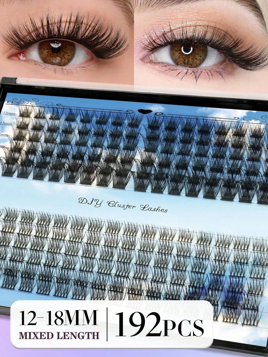 Waloshow DIY Eyelash Extension Kit, Lash Cluster Length 10-18mm, Includes Lash Glue, Sealant, Remover And Application Tools, Convenient For Home Use - White - View 1