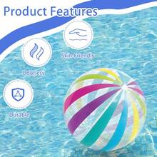 1pc Inflatable Clear Striped Ball, Outdoor Beach Water Game Ball, Thickened PVC Portable Foldable Round Ball, Suitable For Swimming Pool And Beach Party Activities - Multicolor - View 11