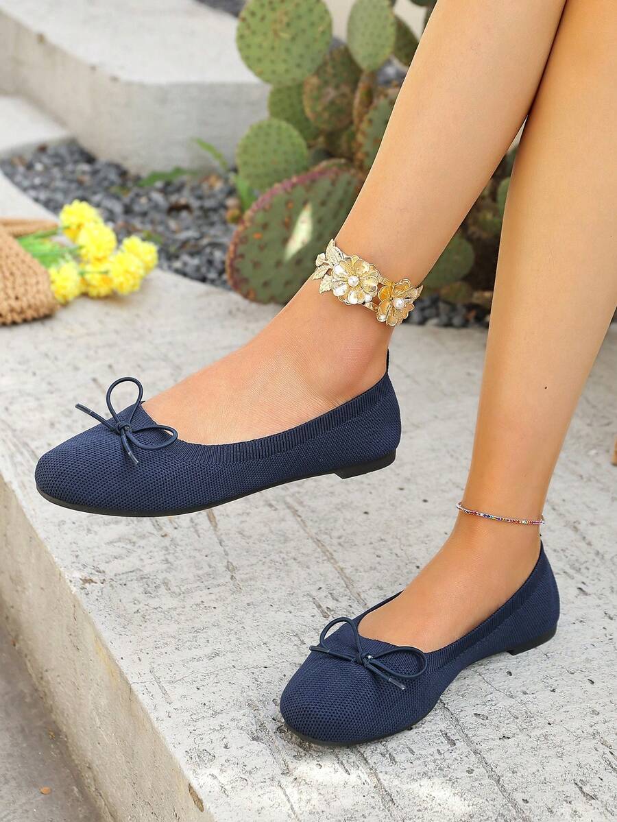 OFFWIND Women's Elegant Round Toe Bow Ballet Flats, Suitable For Spring And Summer, Spring Vacation, Easter