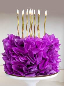 6pcs/12pcs Gold Curved Candles For Birthday, Anniversary, 1st Birthday Party Cake Decor - Gold - View 3