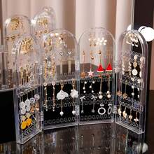 Folding Earrings Studs Display Rack Necklace Jewelry Shelf Stand Holder Panels Screen Organizer Storage Box - Multicolor - View 4