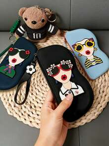 1个时尚便携眼镜收纳袋，带挂钩防丢眼镜盒，轻便实用日常通勤旅行眼镜整理袋，通用眼镜配件 - 彩色 - 查看 1