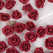 20pcs Artificial Foam Rose Flower Heads, Realistic For DIY Wedding, Baby Shower, Party Table, Home Decor, Spring Decoration, Valentine's Day Gift - Burgundy - View 6
