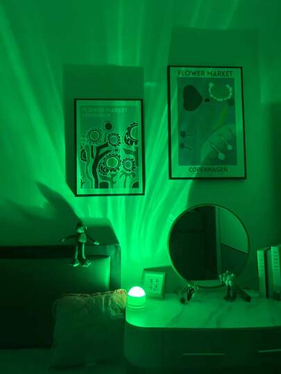 1个星空和北极光投影灯，氛围投影灯，多色模式，不可充电，USB供电，带遥控器，桌面照明，适合卧室装饰和各种场合