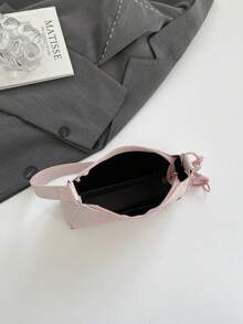 Shiny Chain Shoulder Bag, Baguette Bag, Suitable For Shopping, Dating, Parties, And Commuting, Adjustable Shoulder Strap, Simple And Elegant Ladies Shoulder/Underarm Bag - Pink - View 7