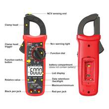 Pinza amperimétrica digital de CA UNI‑T UT202A+, 600A, multímetro digital multifuncional, herramienta de reparación para electricistas. - Rojo - Ver 10