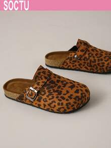 Women's Spring New Round Toe Thick Sole Comfortable Slip-On Casual Fashion Mules - Mocha Brown - View 2