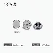 10 件套 304 不锈钢多尺寸胸针底座，带按扣，徽章夹和翻领别针 DIY 饰品制作材料 女士不锈钢饰品配件 - 銀色 - 查看 16