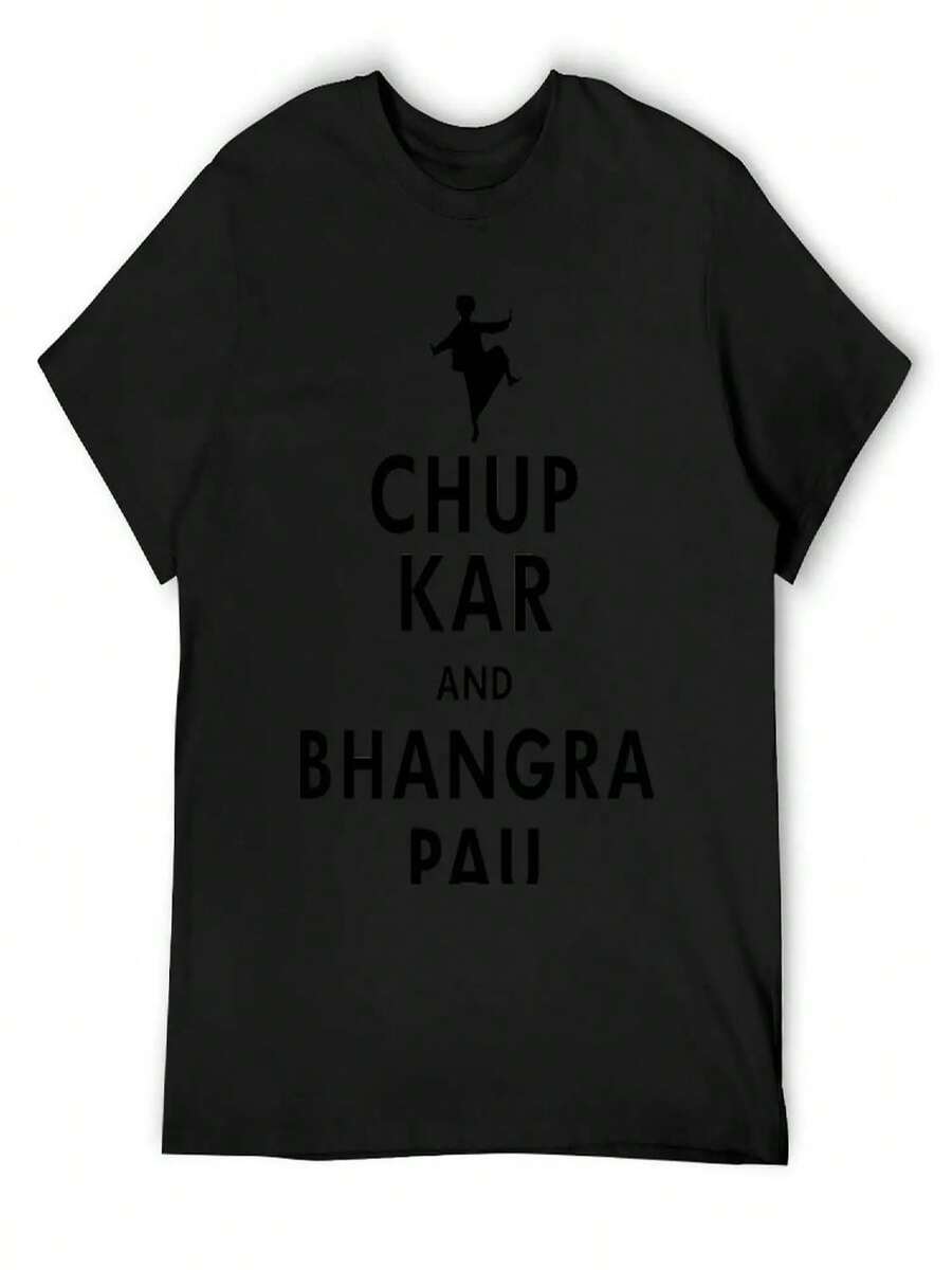 Chup Kar And Dance Bhangra Pau Funny  Punjabi T-Shirt Anime Stuff Graphic Tee Shirt Luxury Man T Shirts For Men - màu đen - Xem 1